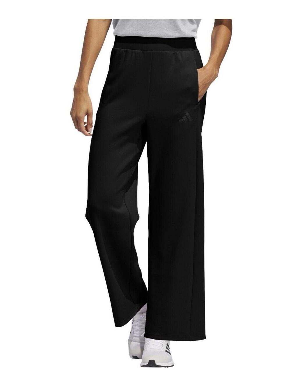 NWT Adidas Women's Active Pants With Zipped Pockets Wide Leg Black Size L